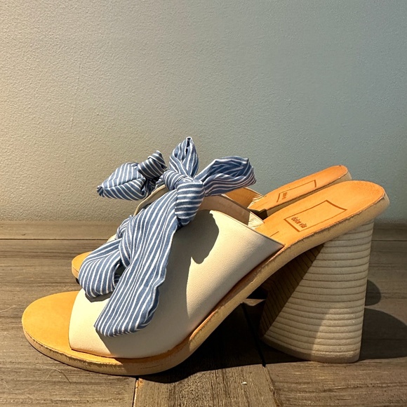 Dolce Vita Shoes - Dolce Vita Amber Cream and Blue Striped Heels Size 8